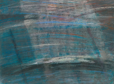 zdjęcie pracy plastycznej, pastel, turkusowa abstrakcja